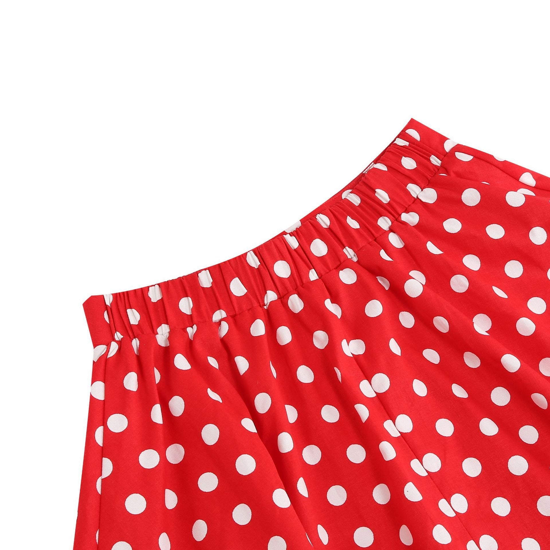 Girls Vintage Polka Dot Skirt 50s Flare A-Line Pleated 50s Skirt Red