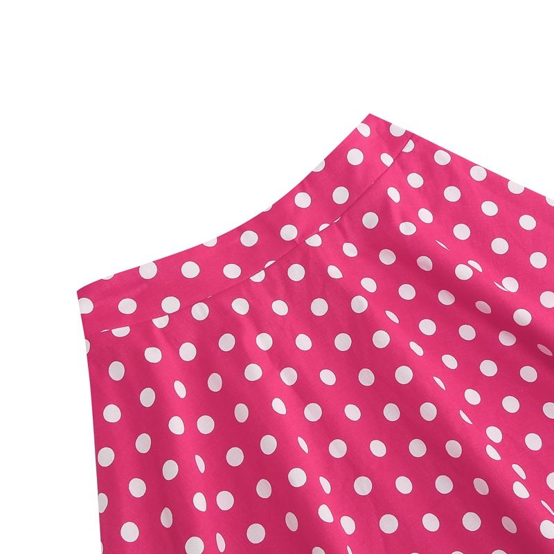 Girls Vintage Polka Dot Skirt 50s Flare A-Line Pleated 50s Skirt Rose