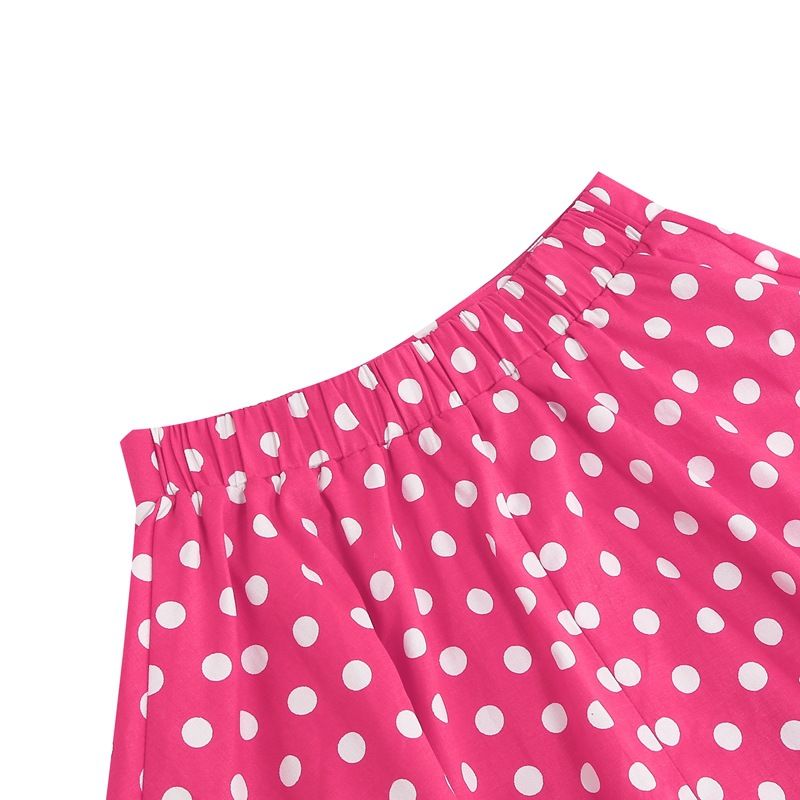 Girls Vintage Polka Dot Skirt 50s Flare A-Line Pleated 50s Skirt Rose