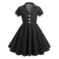 Girls Vintage Short Sleeved Polka Dots Dress Vintage Dinner Dress Black