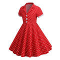 Girls Vintage Short Sleeved Polka Dots Dress Vintage Dinner Dress Red