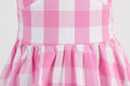 Kid Girls 50s Vintage Plaid Dress A Line Halter Neck Audrey Hepburn Dress Pink
