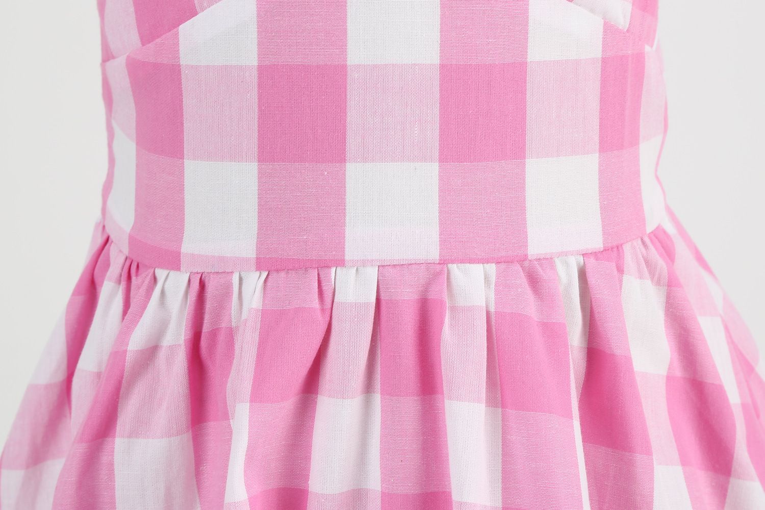 Kid Girls 50s Vintage Plaid Dress A Line Halter Neck Audrey Hepburn Dress Pink
