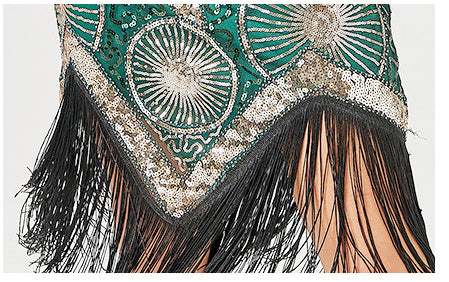 Plus Size 1920s Art Deco Fringed Sequin Dress Flapper Gatsby Costume Dress for Women Green