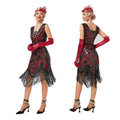 Plus Size 1920s Art Deco Fringed Sequin Dress Flapper Gatsby Costume Dress for Women Red