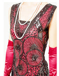 Plus Size 1920s Art Deco Fringed Sequin Dress Flapper Gatsby Costume Dress for Women Red