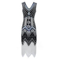 Plus Size 1920s Womens Gatsby Halloween Costume Flapper Dresses V Neck Fringed Dress Black White