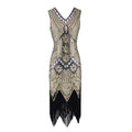 Plus Size 1920s Womens Gatsby Halloween Costume Flapper Dresses V Neck Fringed Dress Gold