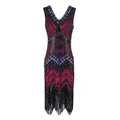 Plus Size 1920s Womens Gatsby Halloween Costume Flapper Dresses V Neck Fringed Dress Red