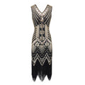 Plus Size Womens 1920s V Neck Beaded Fringed Gatsby Theme Flapper Costume Dress Gold