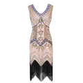 Plus Size Womens 1920s V Neck Beaded Fringed Gatsby Theme Flapper Costume Dress Pink