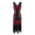 Plus Size Womens 1920s V Neck Beaded Fringed Gatsby Theme Flapper Costume Dress Wine