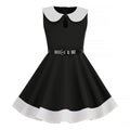 Retro Girls Vintage Sleeveless Doll Collar Dress Vintage Party Dress Black
