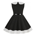 Retro Girls Vintage Sleeveless Doll Collar Dress Vintage Party Dress Black