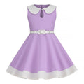 Retro Girls Vintage Sleeveless Doll Collar Dress Vintage Party Dress Purple
