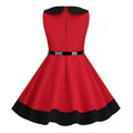 Retro Girls Vintage Sleeveless Doll Collar Dress Vintage Party Dress Red