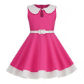 Retro Girls Vintage Sleeveless Doll Collar Dress Vintage Party Dress Rose