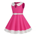 Retro Girls Vintage Sleeveless Doll Collar Dress Vintage Party Dress Rose