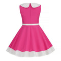 Retro Girls Vintage Sleeveless Doll Collar Dress Vintage Party Dress Rose