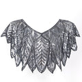 Sequin Beaded Evening Cape 1920s Fringed Shawl Wraps Wedding Bridal Shawl Scarf Black