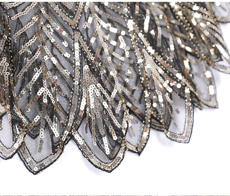 Sequin Beaded Evening Cape 1920s Fringed Shawl Wraps Wedding Bridal Shawl Scarf Gold