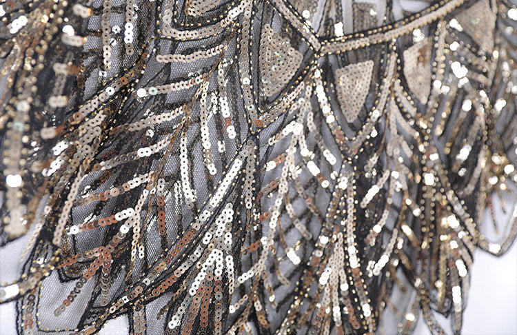 Sequin Beaded Evening Cape 1920s Fringed Shawl Wraps Wedding Bridal Shawl Scarf Gold