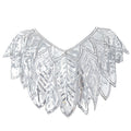 Sequin Beaded Evening Cape 1920s Fringed Shawl Wraps Wedding Bridal Shawl Scarf White