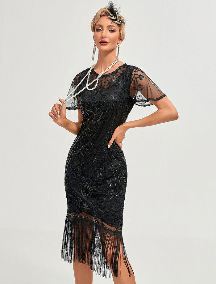 Vintage 1920s The Great Gatsby Flapper Dress Outfits Party Costume Masquerad Dress Black