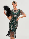 Vintage 1920s The Great Gatsby Flapper Dress Outfits Party Costume Masquerad Dress Black Green