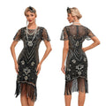 Vintage 1920s The Great Gatsby Flapper Dress Outfits Party Costume Masquerad Dress Black Silver