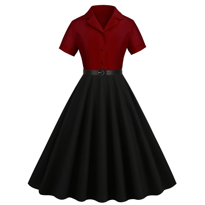Vintage Audrey Hepburn Dress Elegant Cocktail Party 50s 60s Rockabilly Dress Red