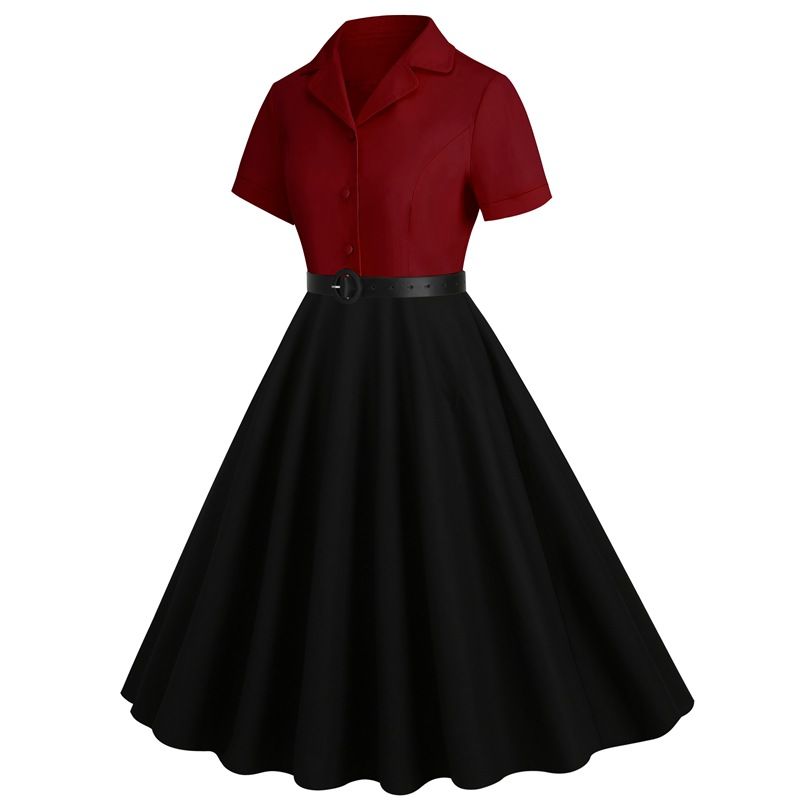 Vintage Audrey Hepburn Dress Elegant Cocktail Party 50s 60s Rockabilly Dress Red