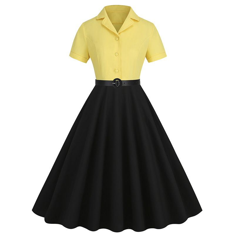 Vintage Audrey Hepburn Dress Elegant Cocktail Party 50s 60s Rockabilly Dress Yellow