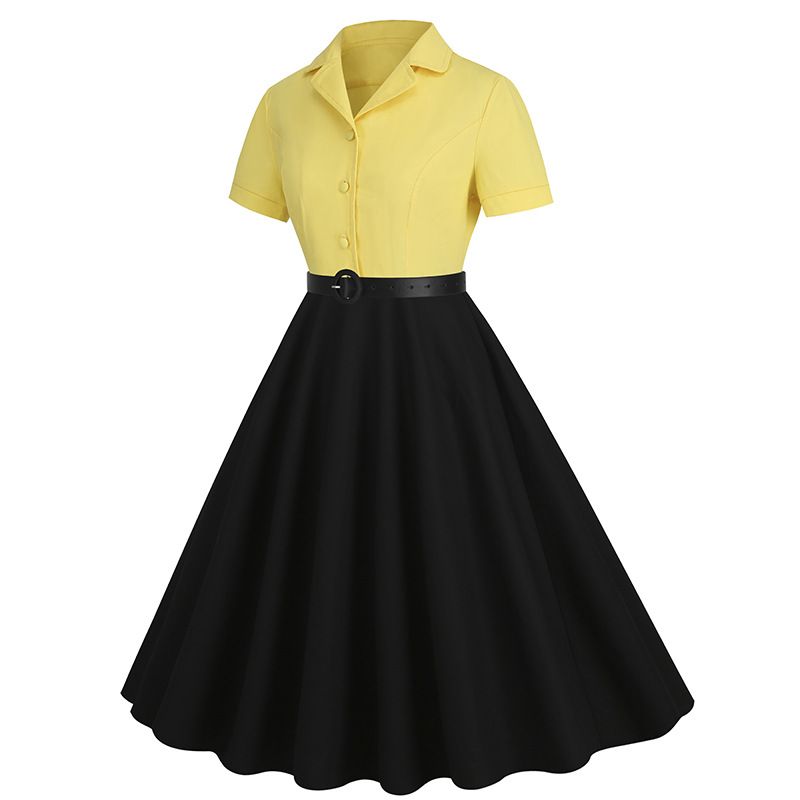 Vintage Audrey Hepburn Dress Elegant Cocktail Party 50s 60s Rockabilly Dress Yellow