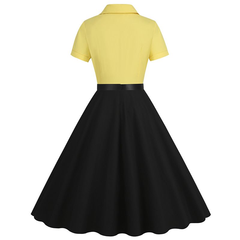 Vintage Audrey Hepburn Dress Elegant Cocktail Party 50s 60s Rockabilly Dress Yellow