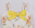 Vintage Floral Cocktail Dress Bowknot Retro 1950s Vintage Dress Yellow