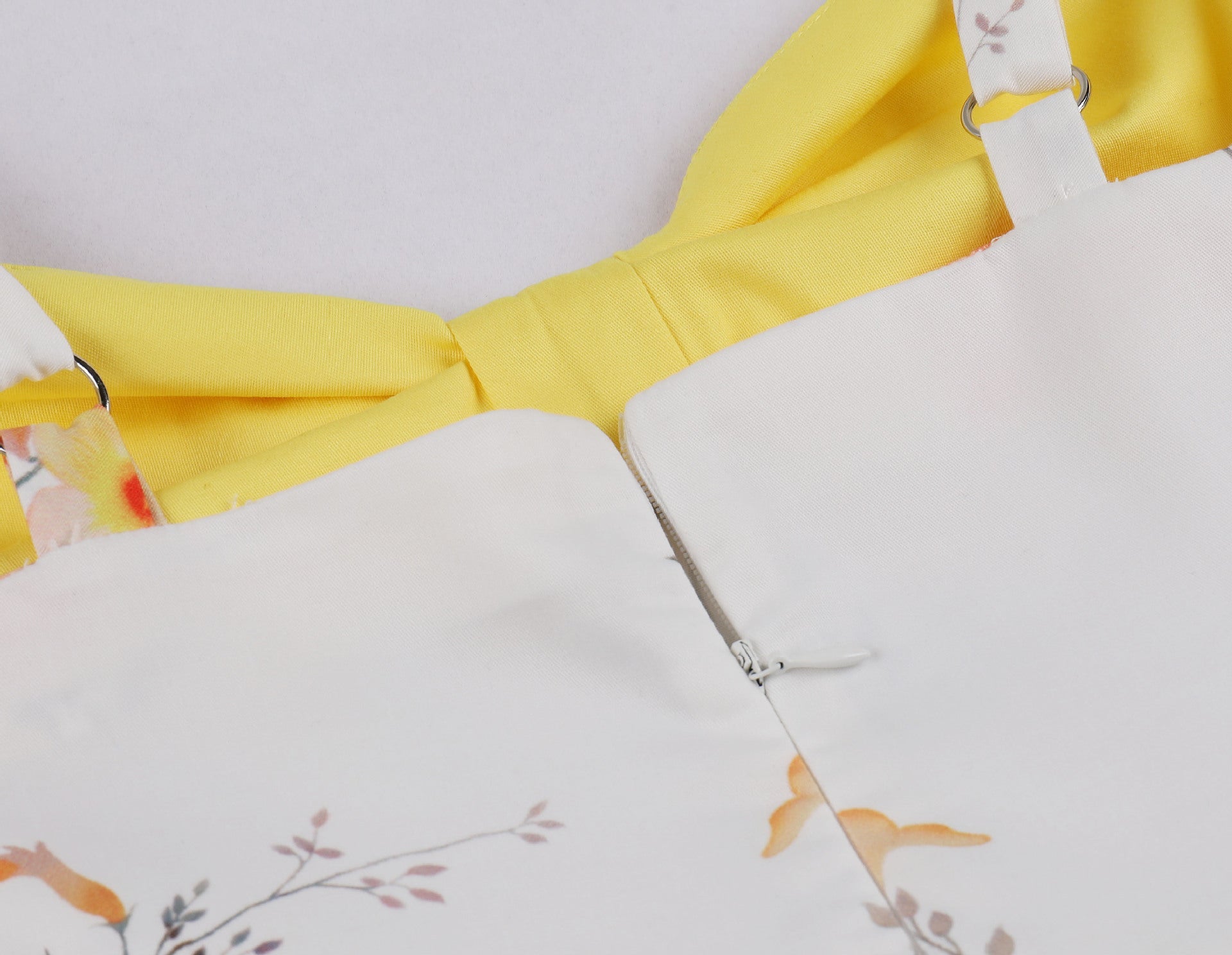 Vintage Floral Cocktail Dress Bowknot Retro 1950s Vintage Dress Yellow