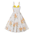 Vintage Floral Cocktail Dress Bowknot Retro 1950s Vintage Dress Yellow