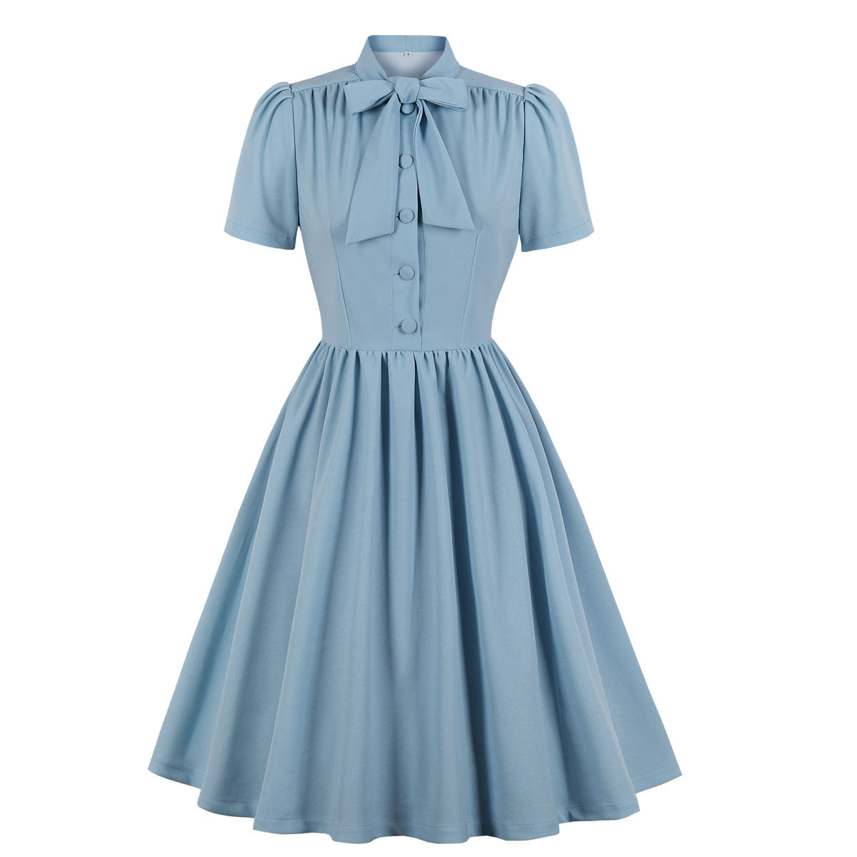 Vintage Retro Prom Dresses 50s 60s Bowknot Rockabilly Dress Blue