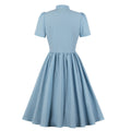 Vintage Retro Prom Dresses 50s 60s Bowknot Rockabilly Dress Blue