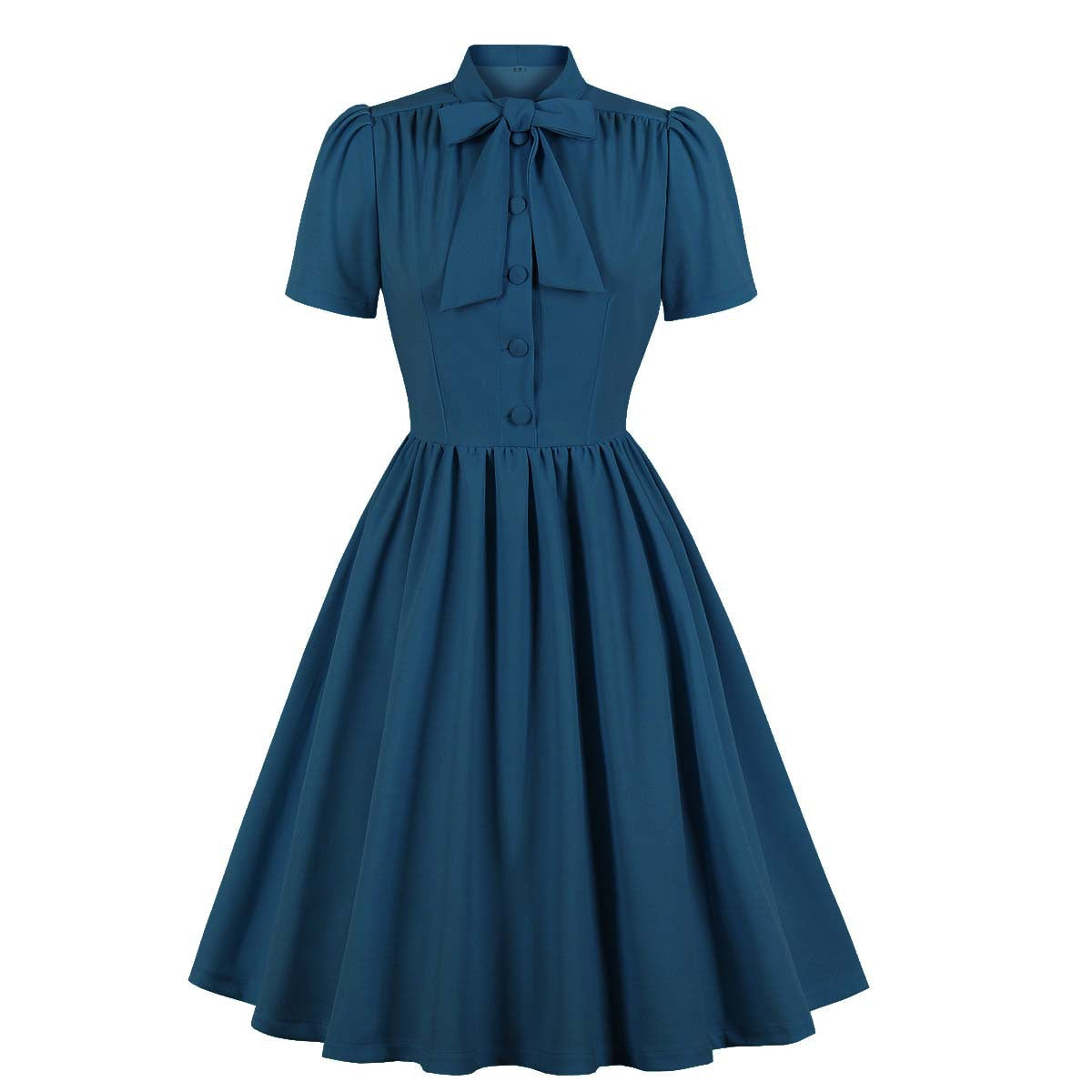 Vintage Retro Prom Dresses 50s 60s Bowknot Rockabilly Dress Navy