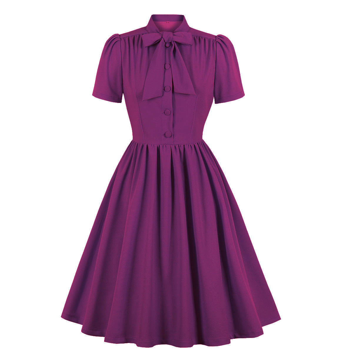 Vintage Retro Prom Dresses 50s 60s Bowknot Rockabilly Dress Purple