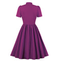 Vintage Retro Prom Dresses 50s 60s Bowknot Rockabilly Dress Purple