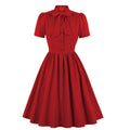 Vintage Retro Prom Dresses 50s 60s Bowknot Rockabilly Dress Red