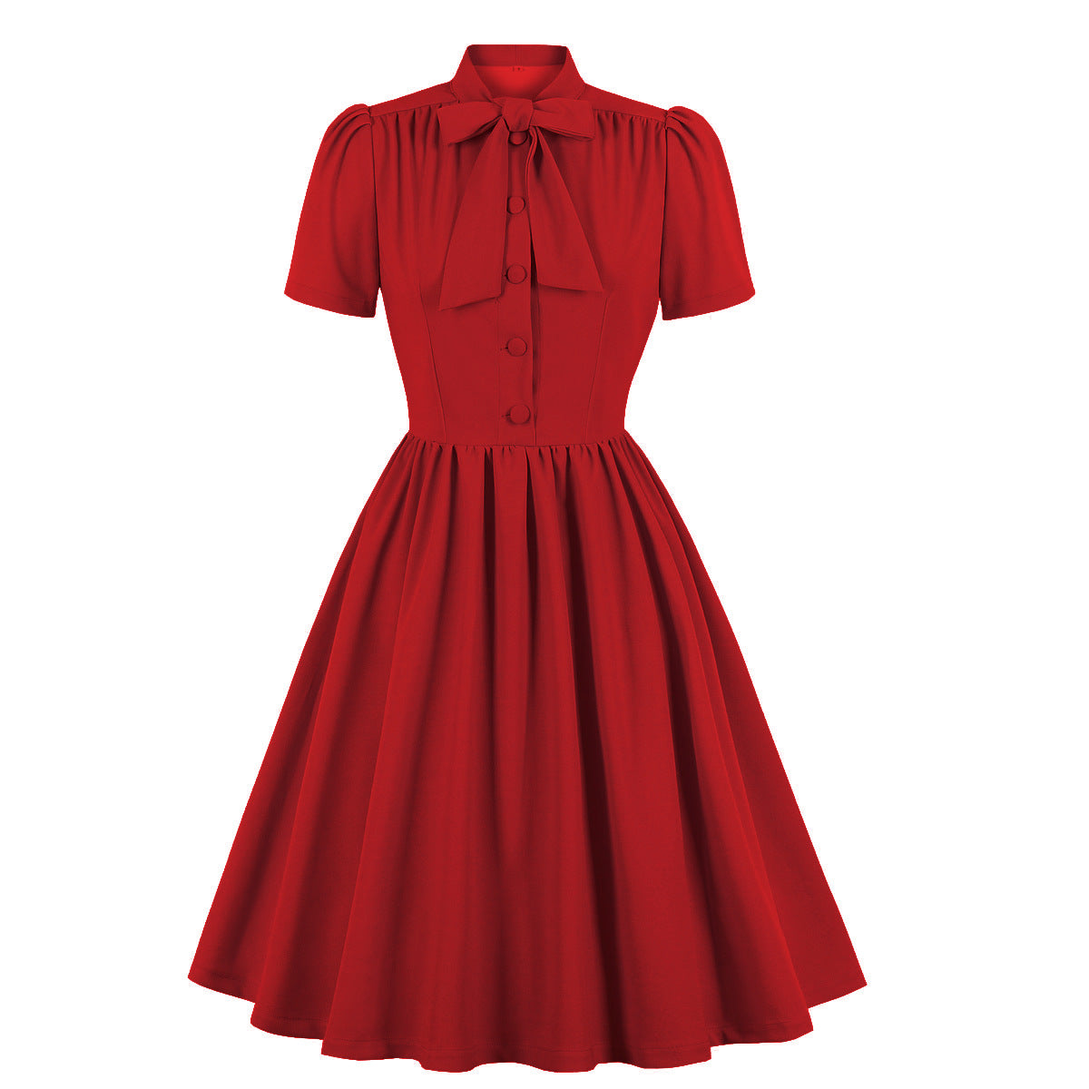 Vintage Retro Prom Dresses 50s 60s Bowknot Rockabilly Dress Red