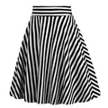 Vintage Striped Knee Length Women's Skirt 50s 60s A Line Skirts Black