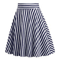 Vintage Striped Knee Length Women's Skirt 50s 60s A Line Skirts Blue