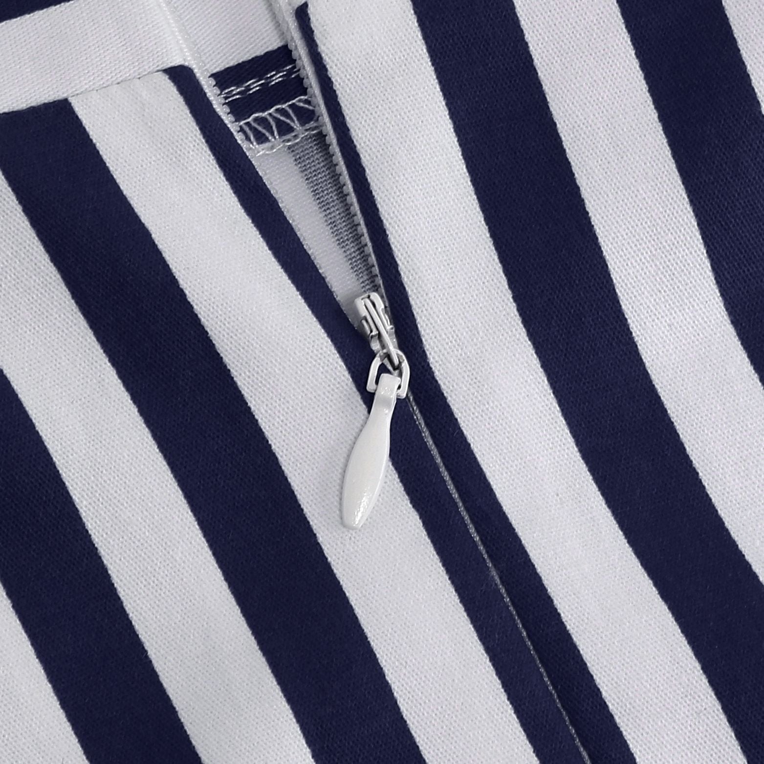 Vintage Striped Knee Length Women's Skirt 50s 60s A Line Skirts Blue