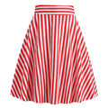 Vintage Striped Knee Length Women's Skirt 50s 60s A Line Skirts Red