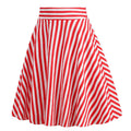 Vintage Striped Knee Length Women's Skirt 50s 60s A Line Skirts Red